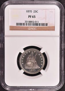 1870 LIBERTY SEATED 25C NGC PR 65