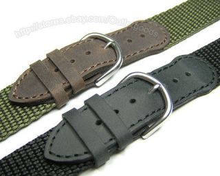 18mm Leather & Nylon Watch Band Strap fits Swiss Army