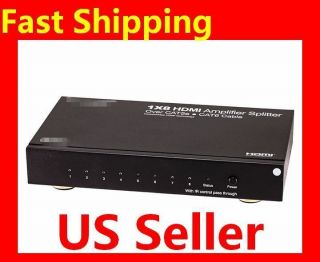 1x8 HDMI Amplifier Splitter over CAT5e/CAT6 Cable w/ 3D Support & One