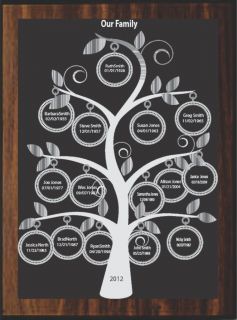 Personalized Custom Laser Engraved Family Tree Plaque