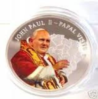POPE JOHN PAUL II MULTI COLORED SILVER CLAD 2005 COIN UNC