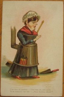 1910 French Litho Postcard Woman Shaped Like Stove