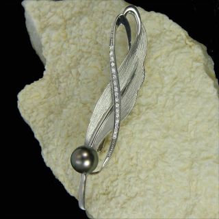 FABULOUS Platinum diamond Tahitian pearl pin and/or pendant M F