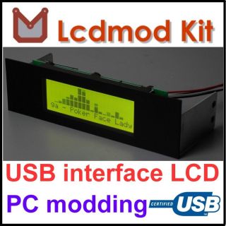 USB HD44780 204 Yellow LCD Smartie Computer ATX Case PC Modding LED