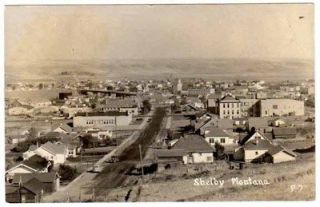 Real Photo Postcard Birds Eye View of Shelby, Montana