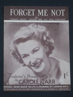 FORGET ME NOT 40s Sheet music  CAROLE CARR