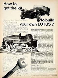 1964 Ad Lotus 7 Build Kit 2 Seater Open Top Sports Car Colin Chapman