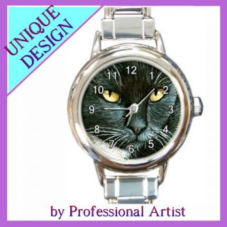 Italian Charm Watch from painting tuxedo Cat 277 art