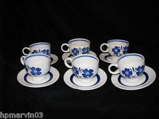 MEAKIN CUP & SAUCERS 6 SETS ENGLAND COUNTRY DELFT DESIGN