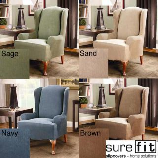 Sure Fit Stretch Stripe Wing Chair Slipcover