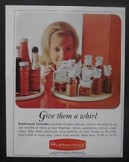 VINTAGE 1965 ADVERT Rubbermaid Kitchen Cabinet Turntables