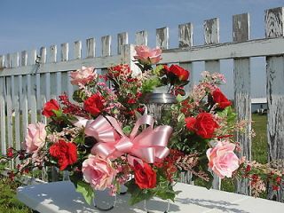 Day Solar Light Sympathy Cemetery Silk Flower Saddles Rose Memorial