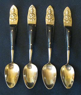 vintage bangkok thailand 4 piece bronze spoons 