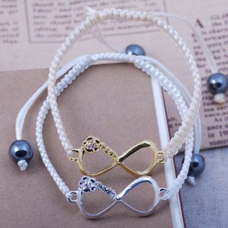 infinity infinite small connector charm karma sideways ribbon bracelet