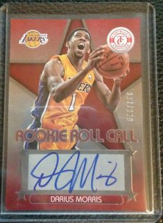 2012/13 TOTALLY CERTIFIED ROOKIE ROLL CALL DARIUS MORRIS AUTOGRAPH