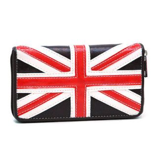 British Flag Zip Around Checkbook Wallet   Coffee