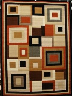 9332 Orange Beige 5x7 Modern Contemporary Abstract Area Rug Carpet