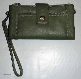 NWT FOSSIL RELIC VICKY APPLE GREEN CHECKBOOK WALLET