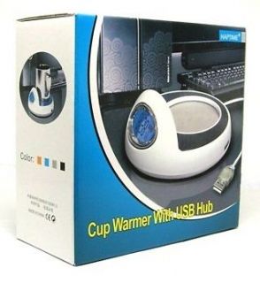 New Coffee Cup Warmer 4 Port USB Hub Desk Mug Heater Time Clock PC