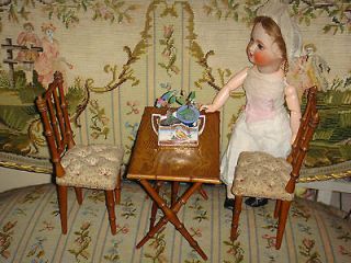 Quality Museum Antique Set Chairs FOLDING Table Dolls Wood Jumeau
