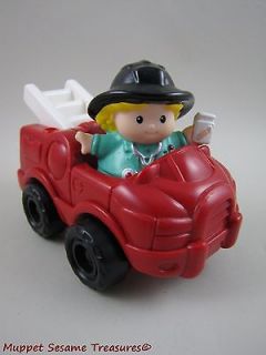Little People PARAMEDIC CHERYL driving RED FIRE ENGINE Vehicle Toy