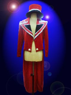 Cher Costume Circus Red Tail suit and Hat Showgirl Drag Queen Cabaret