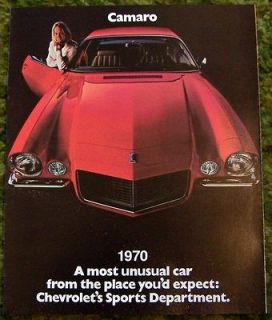 1970 Chevrolet Camaro Sales Brochure 70
