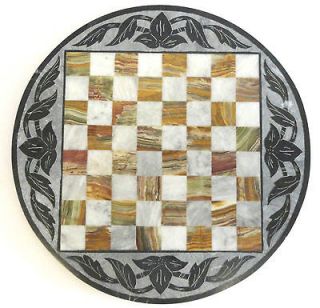 Carved Stone Chess Set Marble 17 Inch Game Board Heavy