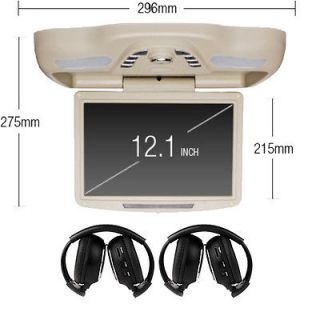 12.1 Tan/Beige OverHead Digital Roof Mount Car DVD Player USB FM AM