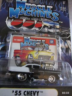 Muscle Machines 1955 Chevy Coupe Black / White 03 33 164 scale