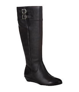 Arturo Chiang Womens Talise Black Leather Wedge Boot