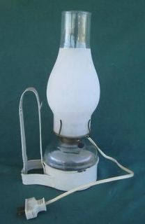 HANGING OIL KEROSINE LAMP W/ BRACKET FROSTED GLASS CHIMNEY ELECTIC