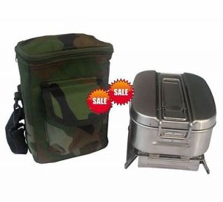 FINE FIELD OPERATIONS ARMY KITCHEN MESS STAINLESS STEEL KIT WITH BAG