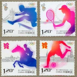 China 2012 17 London 2012 Olympic Game stamps   Tennis Football Horse
