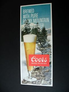 Coors Beer Winter Mountain Scene 1970 print Ad