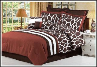 Giraffe Bed Rust Red Luxuary Comforter Bedding Set    **KING