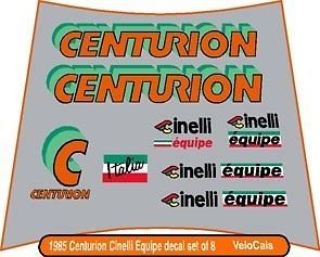 1985 Centurion Cinelli Equipe decal set of 8