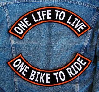 LIFE TO LIVE Rockers Biker Motorcycle Patch by DIXIEFARMER Orange & Bl
