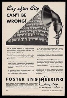 1943 Foster Engineering WWII civil defense air raid warning siren