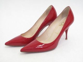 Christian Louboutin Red Patent Leather Pointed Toe Pumps 38.5