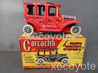 1950s PLASTIMARX MEXICAN MARX OLD JALOPY TIN WIND UP CAR TOY MINT OR