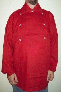 Civil War shirt Red Bib LG, pewter buttons 100% cotton.ships FREE