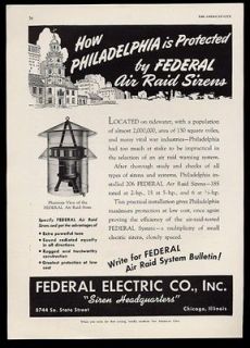 1943 Federal Electric air raid civil defense warning siren pic trade