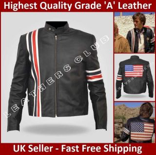 Mens EASY RIDER Captain America Peter Black Motorcycle Leather