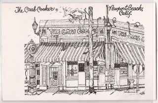 Beach, California Postcard The Crab Cooker Restaurant Drawing Unused