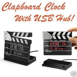 New Film Clap Clapper Board Calendar Clock USB Hub Movie Slate Gadget
