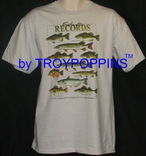 FRESHWATER RECORDS FISH GAME FLY FISHING GEAR 2X 3X T SHIRT GRAPHIC