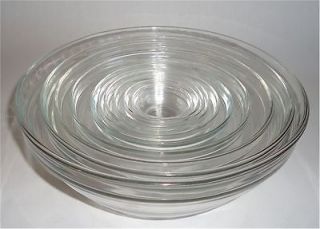 10) VINTAGE DURALEX CLEAR GLASS STACKABLE NESTING BOWLS FRANCE MIXING