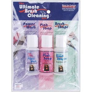 Lisa Brush Cleaning Kit, 1oz Pink Soap/1oz Power Wash/1oz Brush Shaper