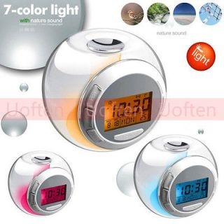 led alarm clock 7 color light nature sound timer with